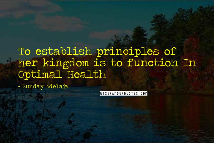 Sunday Adelaja Quotes: To establish principles of her kingdom is to function In Optimal Health