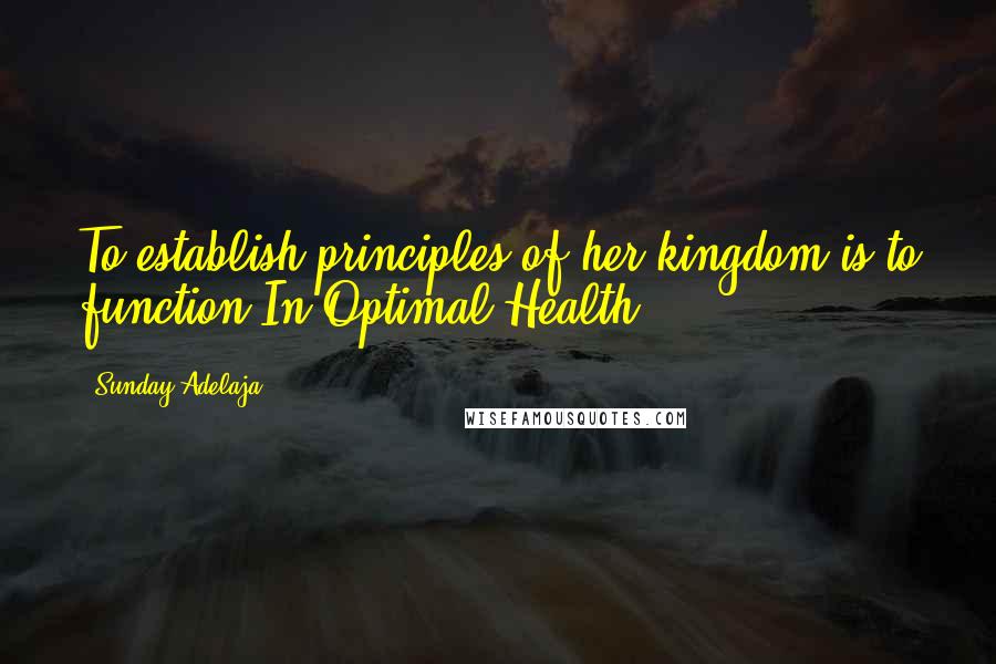 Sunday Adelaja Quotes: To establish principles of her kingdom is to function In Optimal Health
