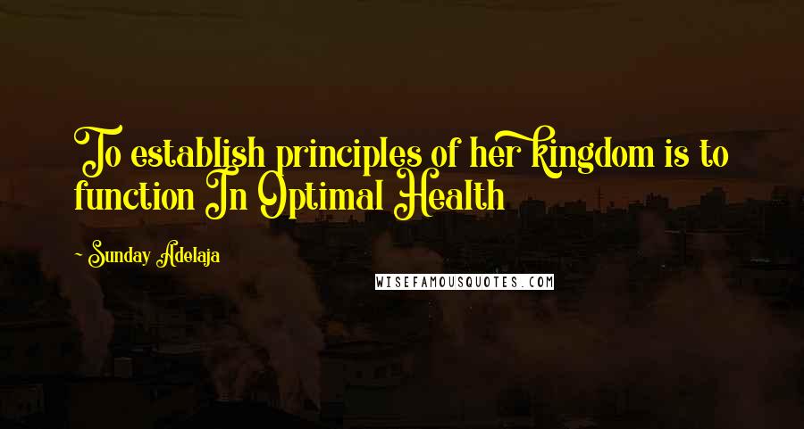 Sunday Adelaja Quotes: To establish principles of her kingdom is to function In Optimal Health