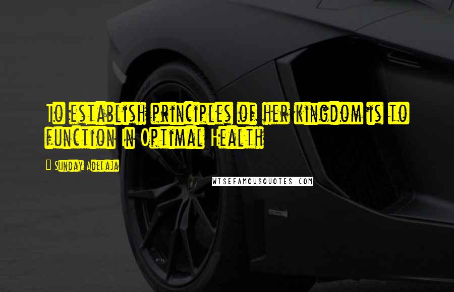 Sunday Adelaja Quotes: To establish principles of her kingdom is to function In Optimal Health