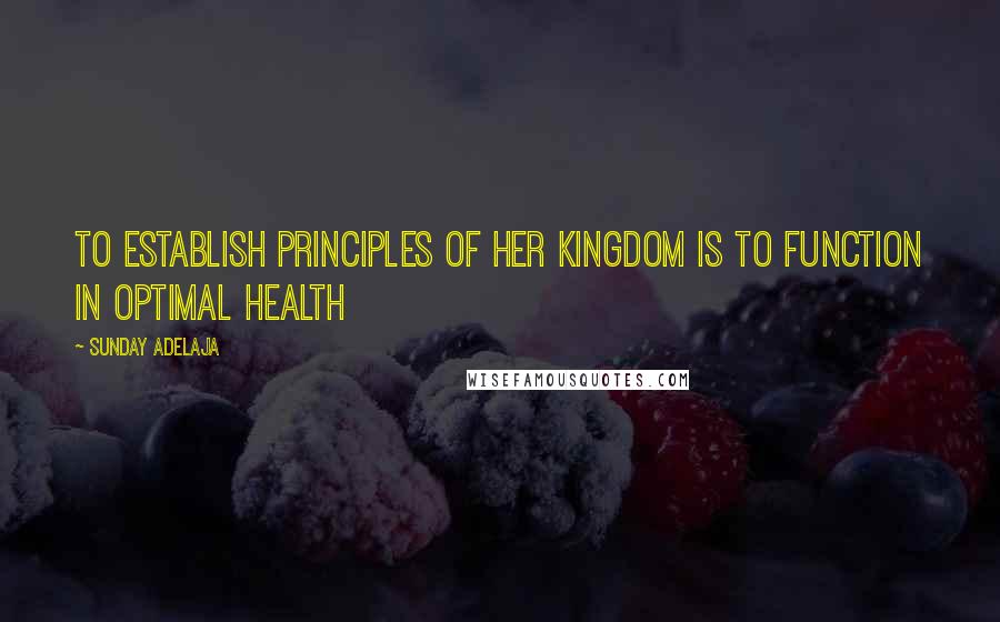 Sunday Adelaja Quotes: To establish principles of her kingdom is to function In Optimal Health