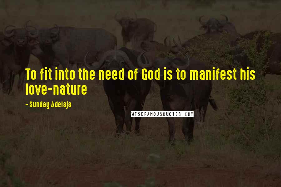 Sunday Adelaja Quotes: To fit into the need of God is to manifest his love-nature