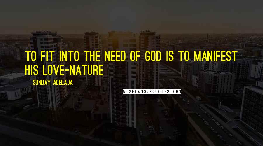 Sunday Adelaja Quotes: To fit into the need of God is to manifest his love-nature