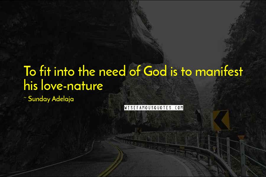 Sunday Adelaja Quotes: To fit into the need of God is to manifest his love-nature