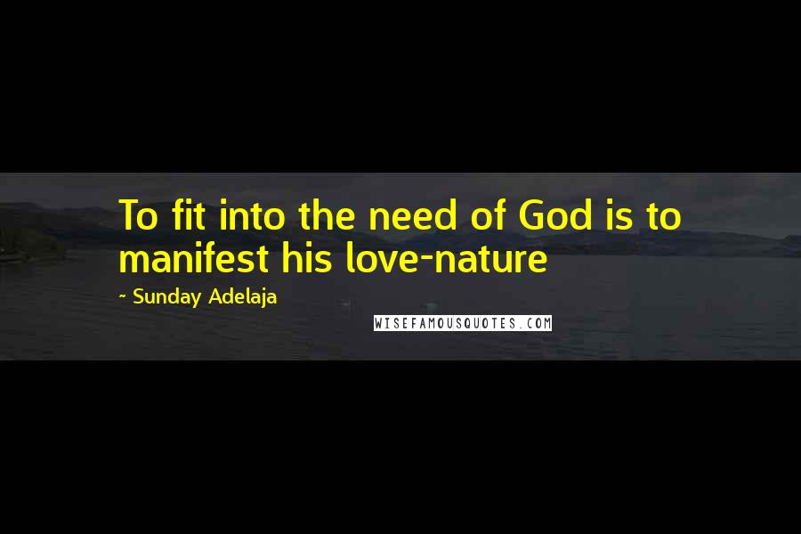 Sunday Adelaja Quotes: To fit into the need of God is to manifest his love-nature