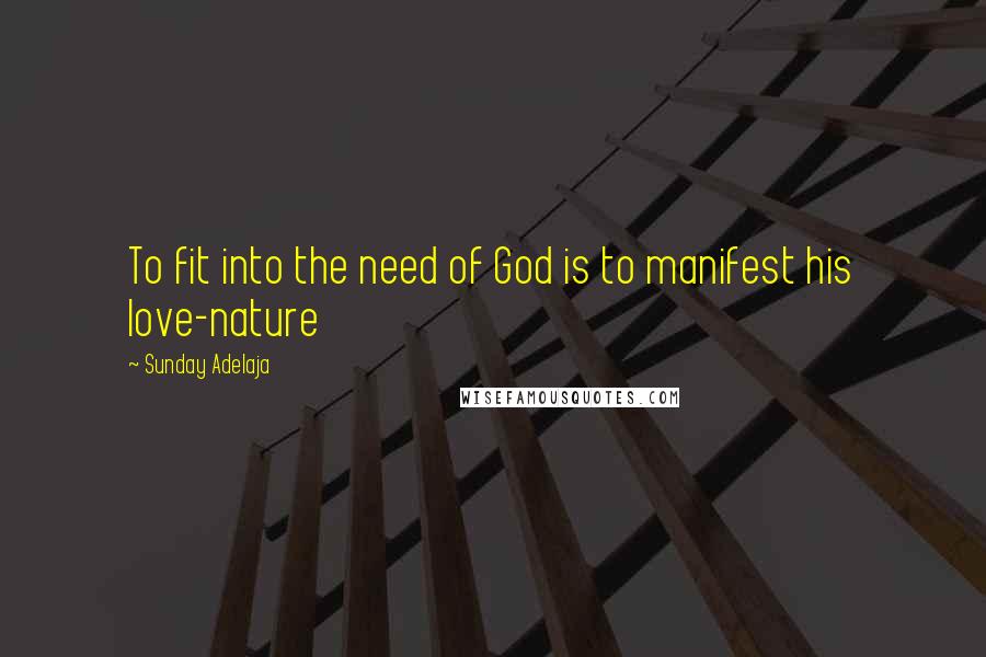 Sunday Adelaja Quotes: To fit into the need of God is to manifest his love-nature