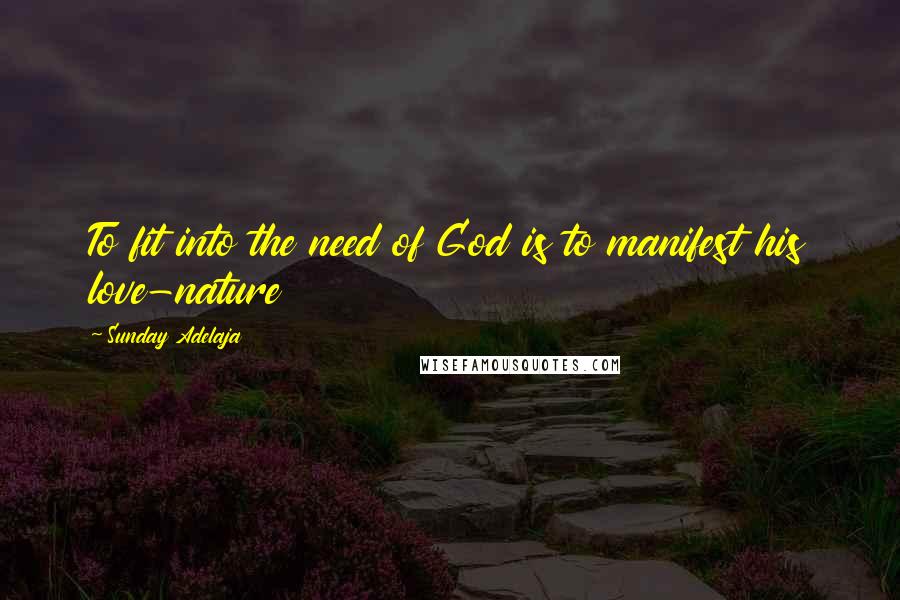 Sunday Adelaja Quotes: To fit into the need of God is to manifest his love-nature