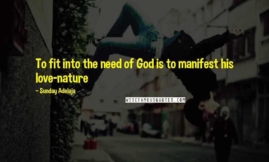 Sunday Adelaja Quotes: To fit into the need of God is to manifest his love-nature