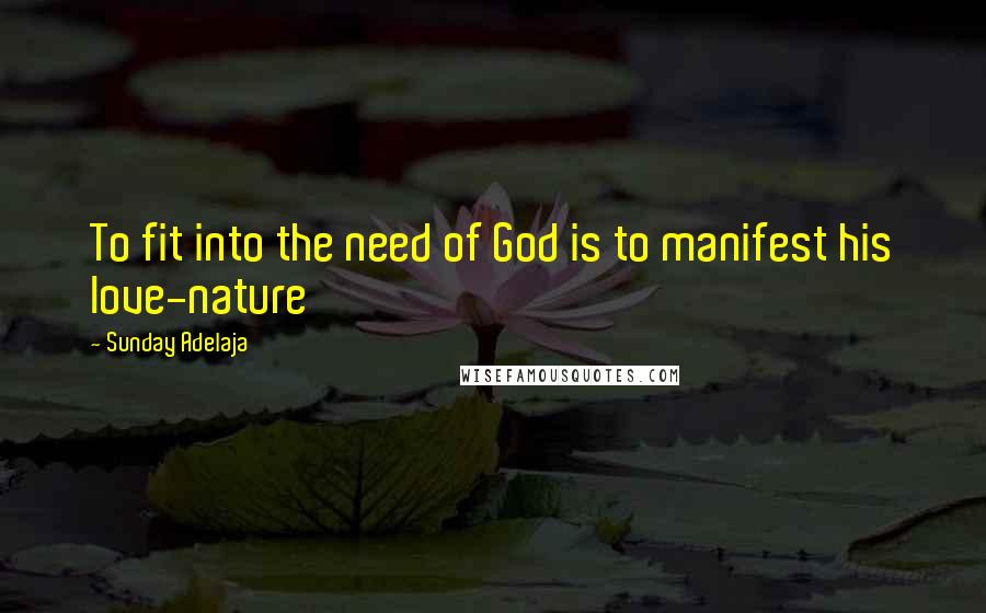 Sunday Adelaja Quotes: To fit into the need of God is to manifest his love-nature