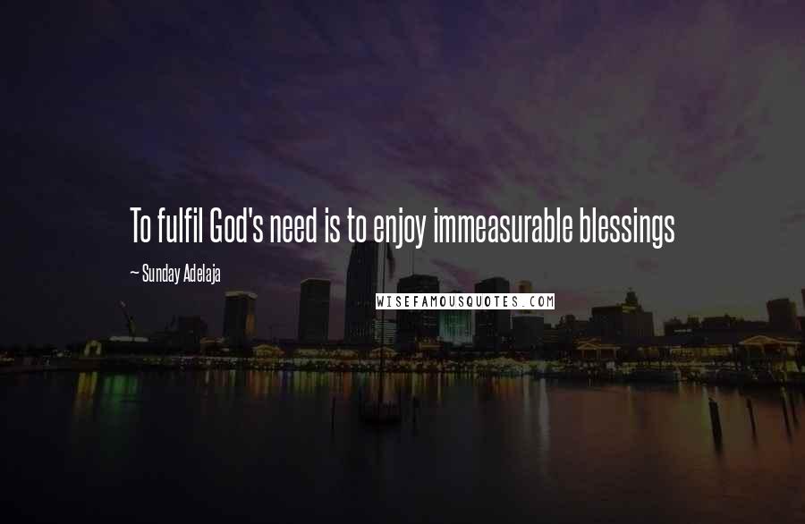 Sunday Adelaja Quotes: To fulfil God's need is to enjoy immeasurable blessings