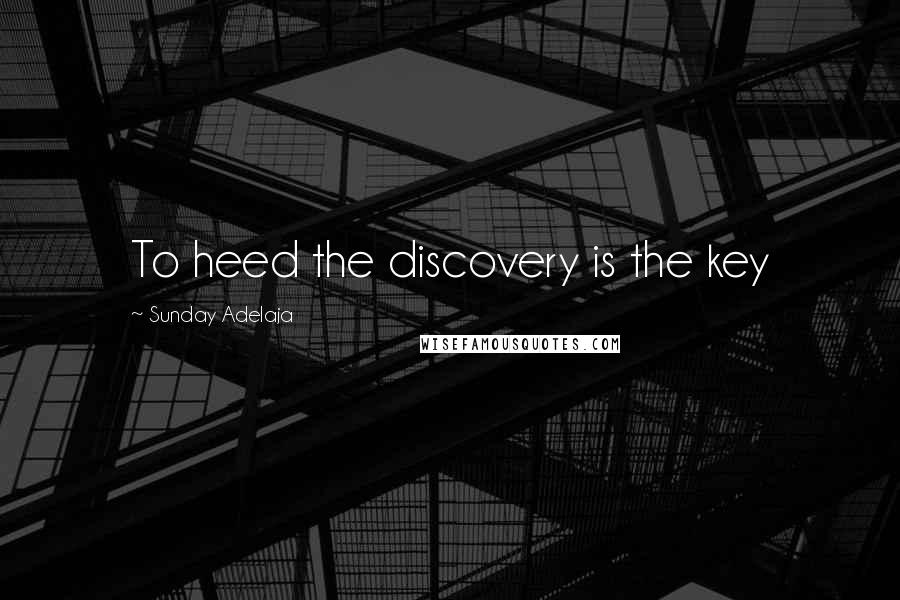 Sunday Adelaja Quotes: To heed the discovery is the key