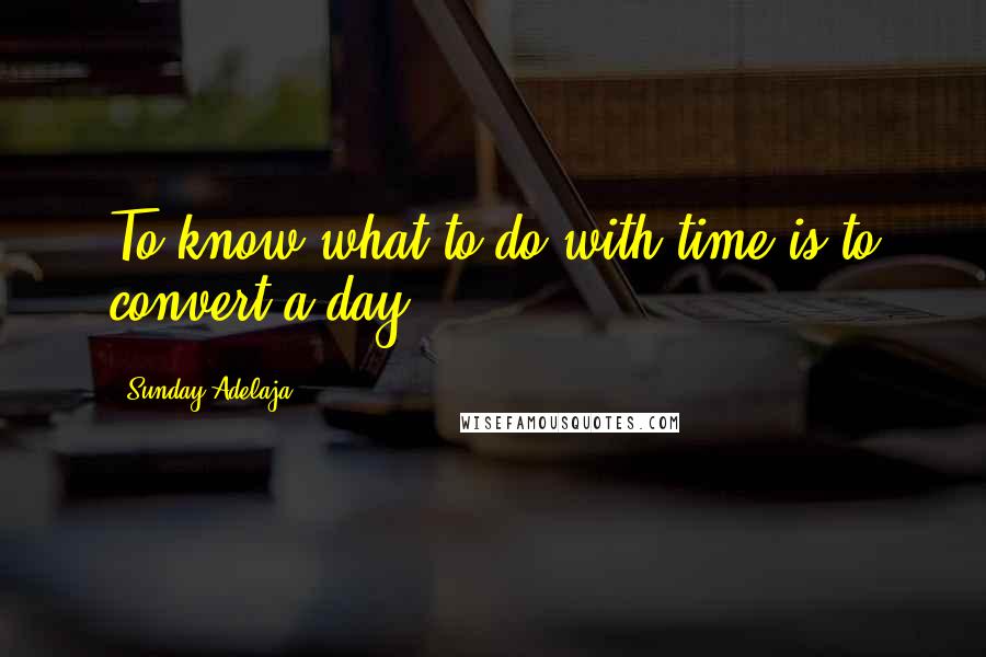 Sunday Adelaja Quotes: To know what to do with time is to convert a day