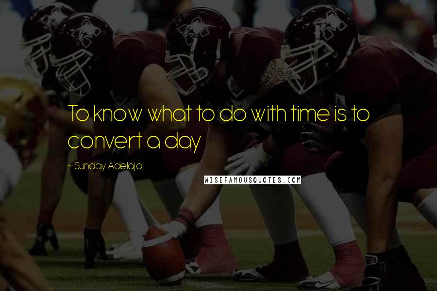 Sunday Adelaja Quotes: To know what to do with time is to convert a day