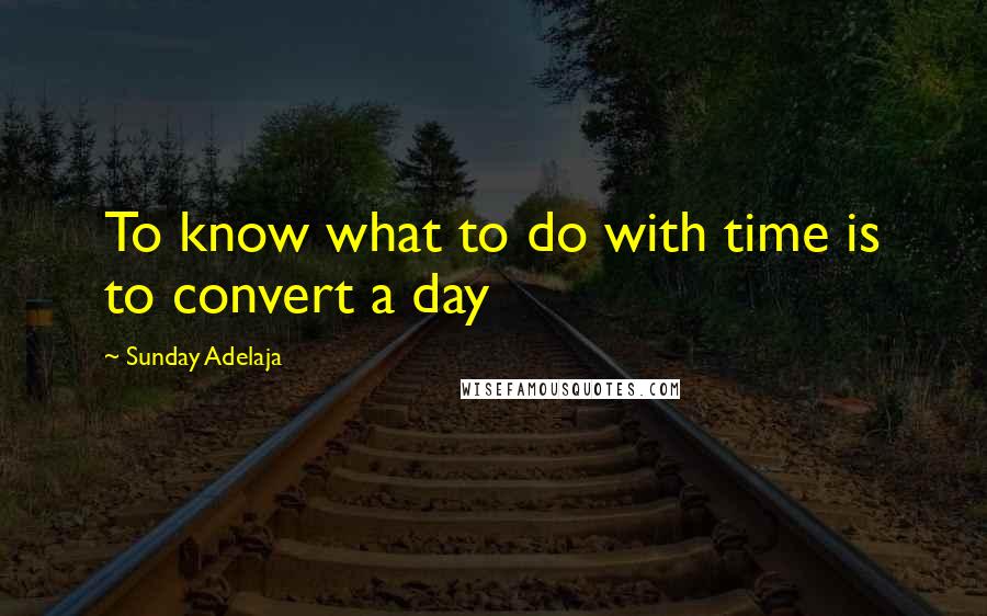 Sunday Adelaja Quotes: To know what to do with time is to convert a day