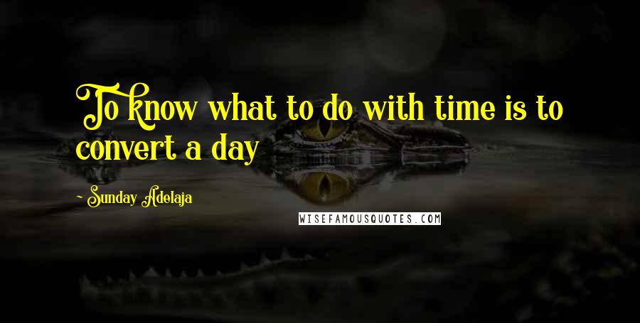 Sunday Adelaja Quotes: To know what to do with time is to convert a day