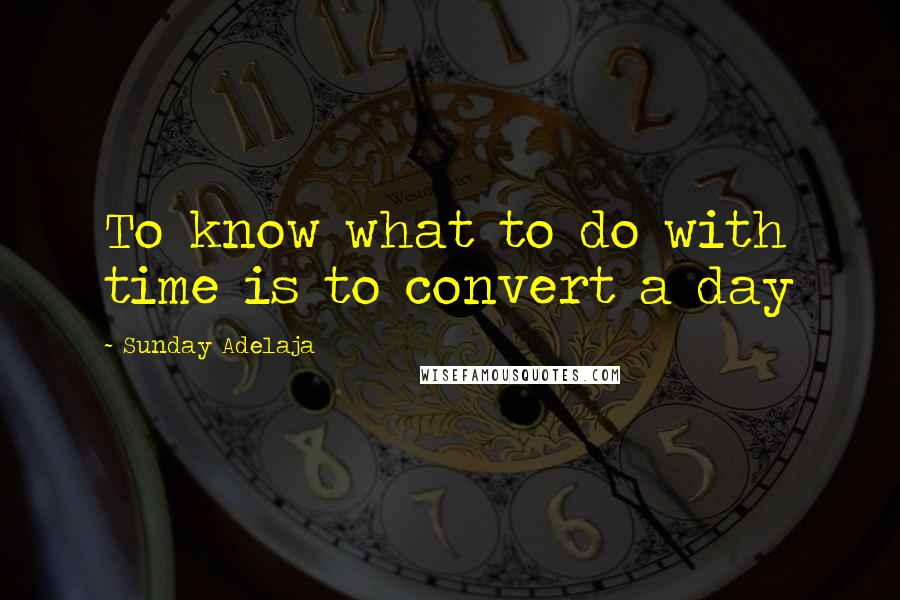 Sunday Adelaja Quotes: To know what to do with time is to convert a day