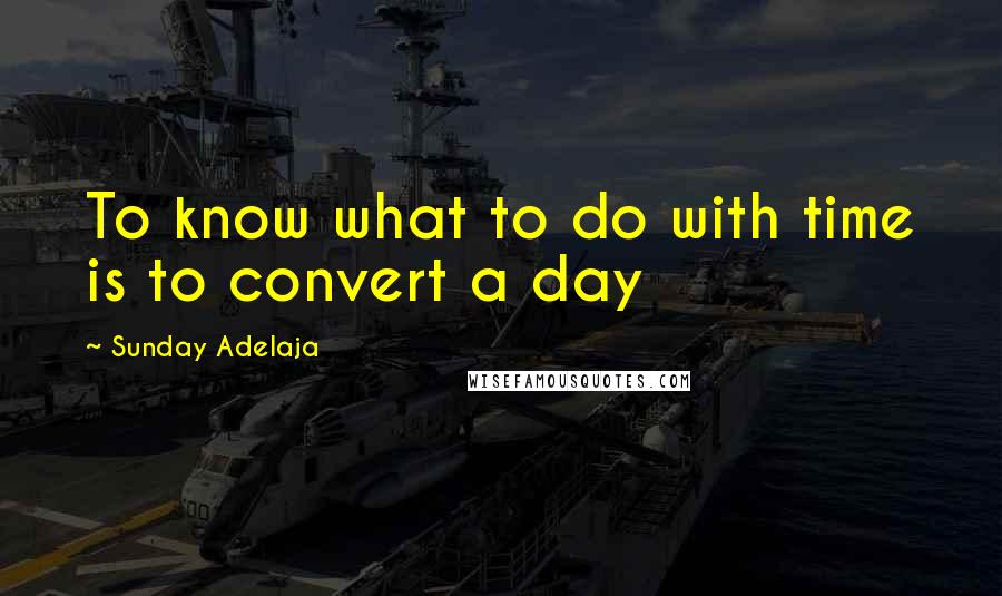 Sunday Adelaja Quotes: To know what to do with time is to convert a day