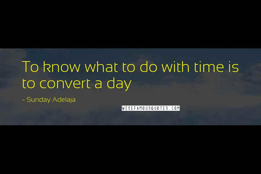 Sunday Adelaja Quotes: To know what to do with time is to convert a day