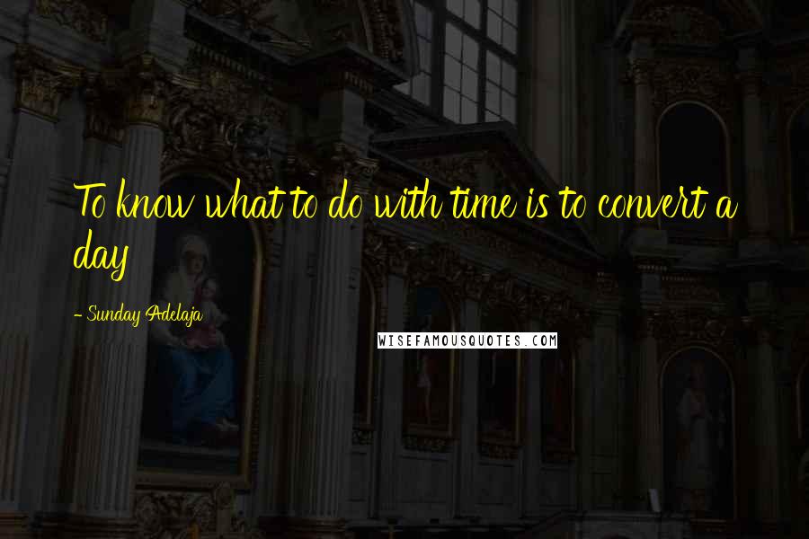 Sunday Adelaja Quotes: To know what to do with time is to convert a day