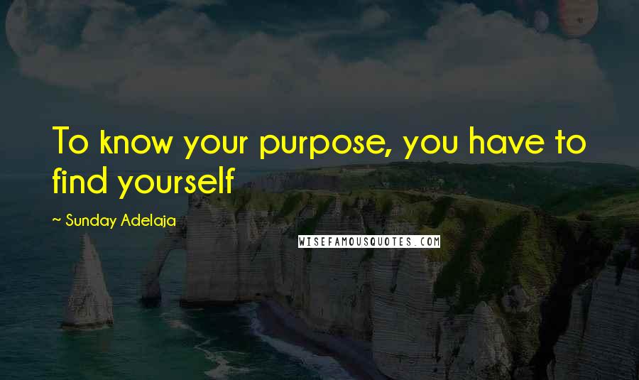 Sunday Adelaja Quotes: To know your purpose, you have to find yourself
