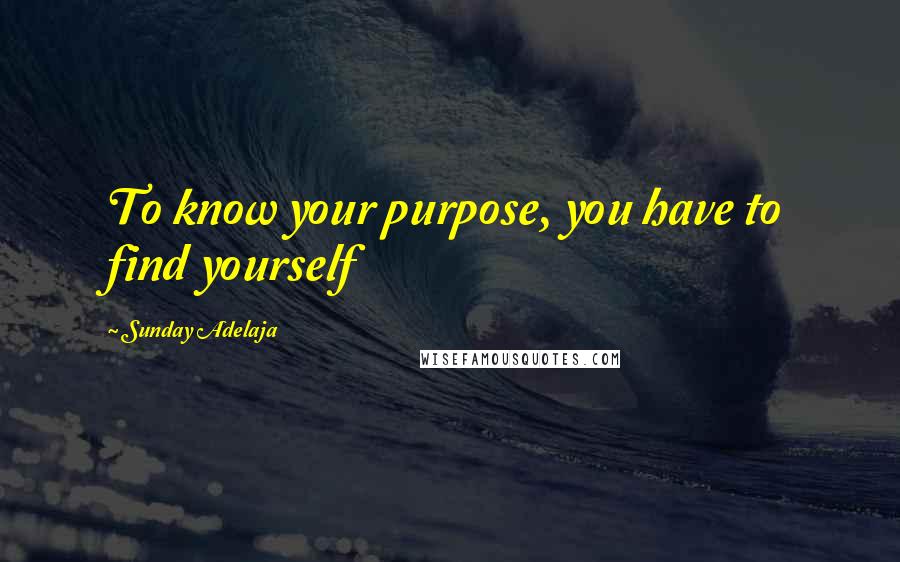 Sunday Adelaja Quotes: To know your purpose, you have to find yourself