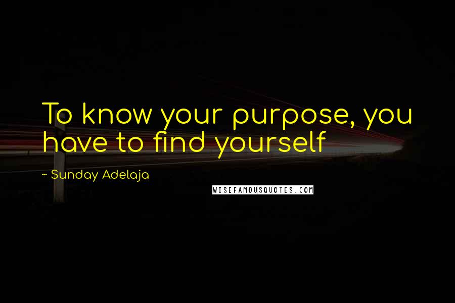 Sunday Adelaja Quotes: To know your purpose, you have to find yourself