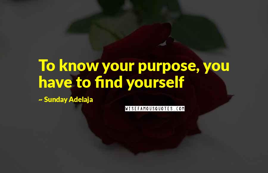 Sunday Adelaja Quotes: To know your purpose, you have to find yourself