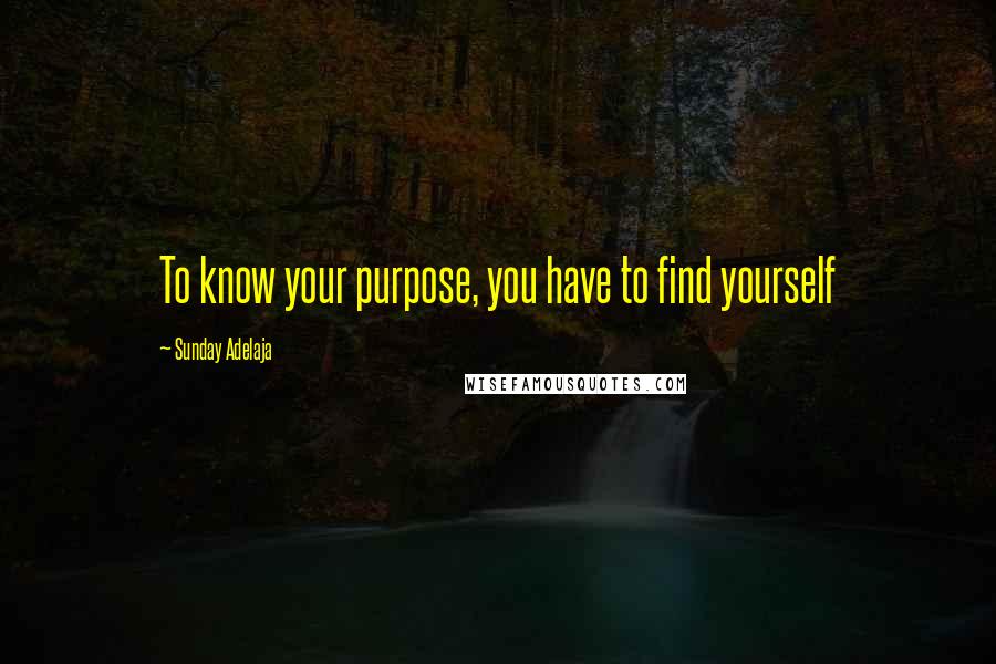 Sunday Adelaja Quotes: To know your purpose, you have to find yourself