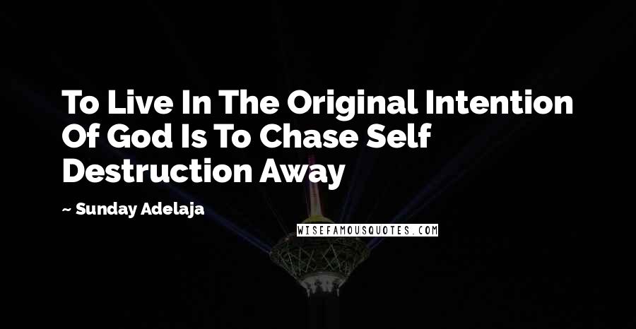 Sunday Adelaja Quotes: To Live In The Original Intention Of God Is To Chase Self Destruction Away