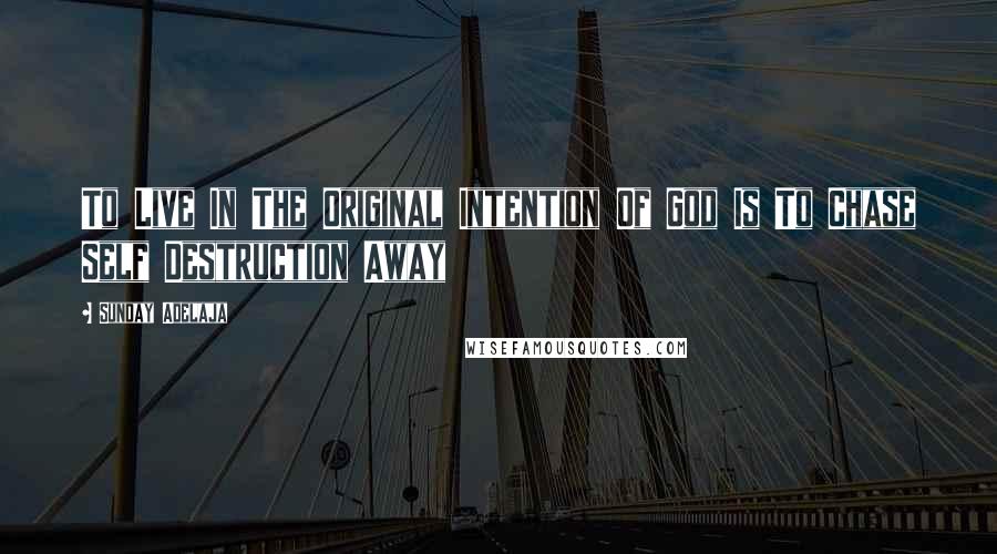 Sunday Adelaja Quotes: To Live In The Original Intention Of God Is To Chase Self Destruction Away