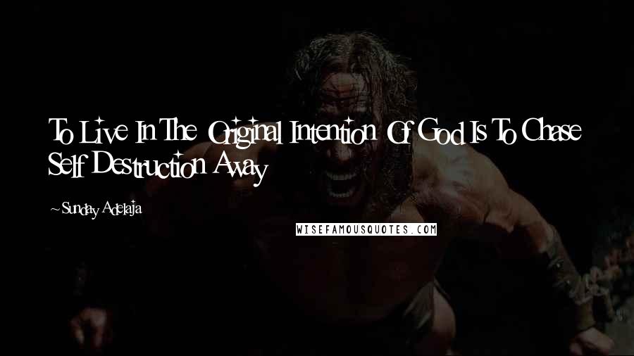 Sunday Adelaja Quotes: To Live In The Original Intention Of God Is To Chase Self Destruction Away