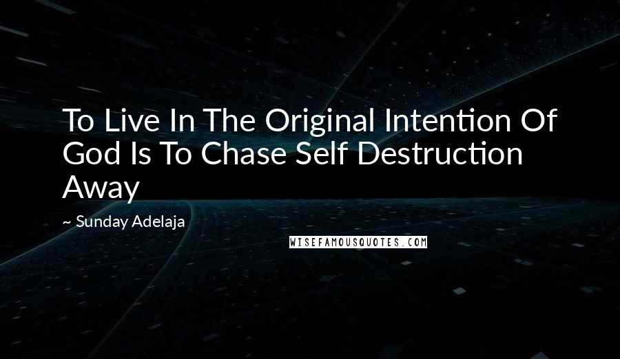 Sunday Adelaja Quotes: To Live In The Original Intention Of God Is To Chase Self Destruction Away