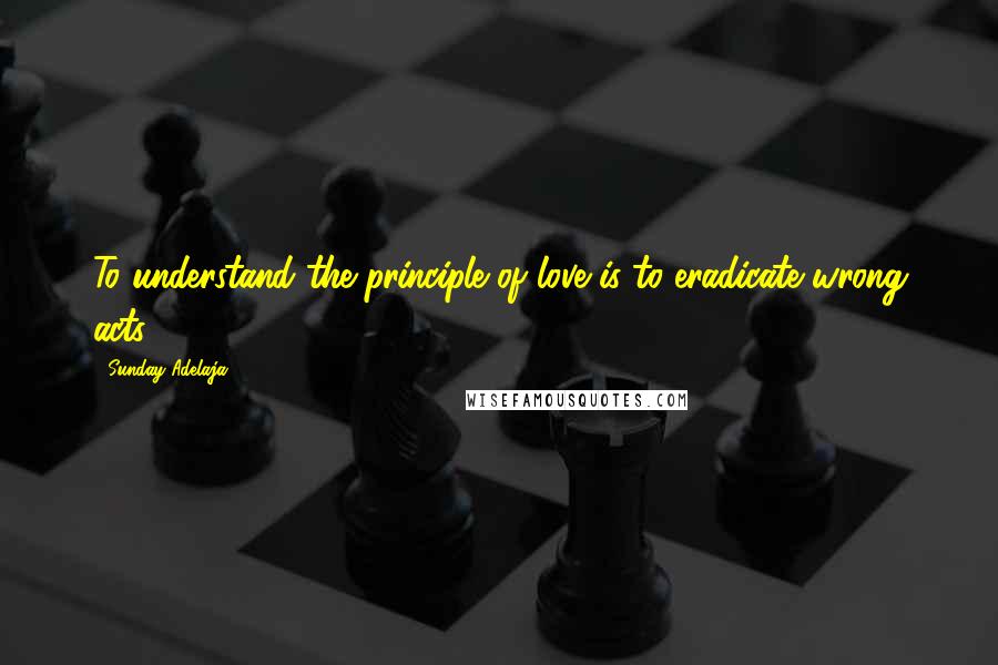 Sunday Adelaja Quotes: To understand the principle of love is to eradicate wrong acts