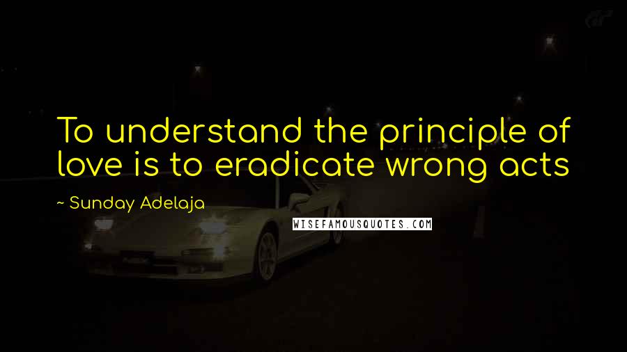 Sunday Adelaja Quotes: To understand the principle of love is to eradicate wrong acts