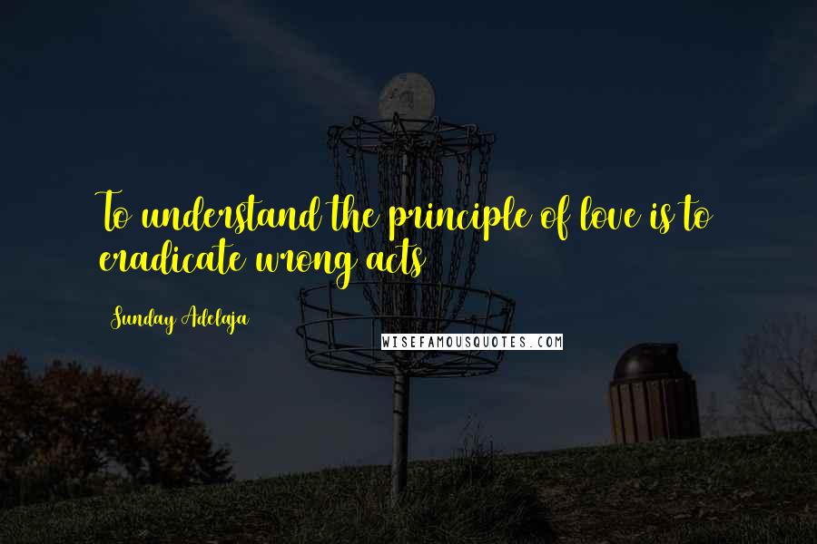 Sunday Adelaja Quotes: To understand the principle of love is to eradicate wrong acts