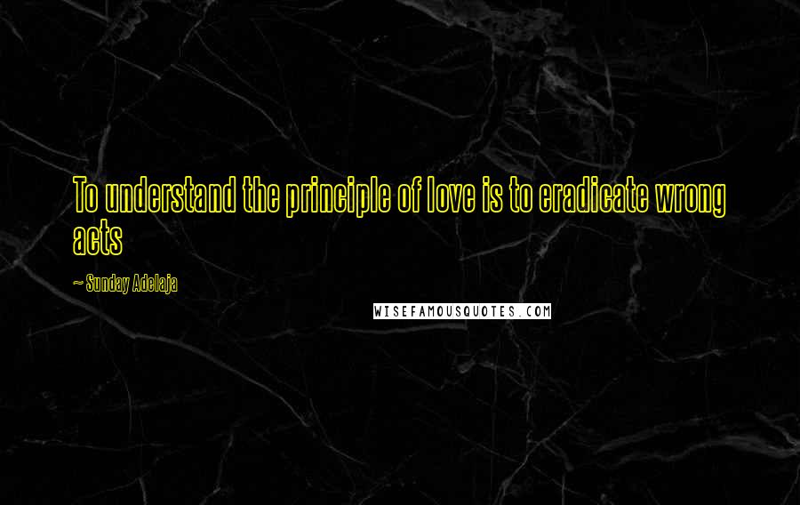 Sunday Adelaja Quotes: To understand the principle of love is to eradicate wrong acts