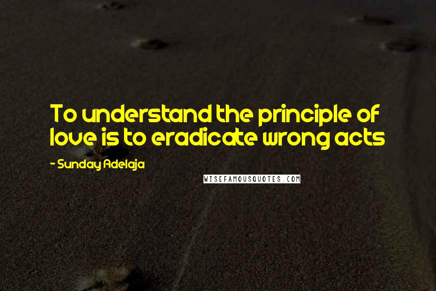 Sunday Adelaja Quotes: To understand the principle of love is to eradicate wrong acts