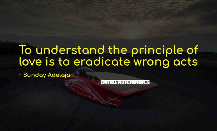 Sunday Adelaja Quotes: To understand the principle of love is to eradicate wrong acts