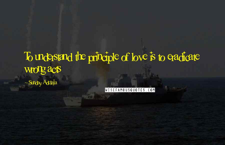 Sunday Adelaja Quotes: To understand the principle of love is to eradicate wrong acts