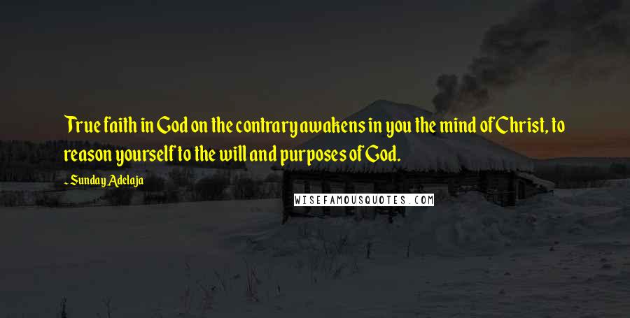 Sunday Adelaja Quotes: True faith in God on the contrary awakens in you the mind of Christ, to reason yourself to the will and purposes of God.