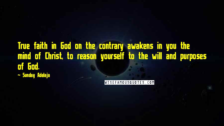 Sunday Adelaja Quotes: True faith in God on the contrary awakens in you the mind of Christ, to reason yourself to the will and purposes of God.