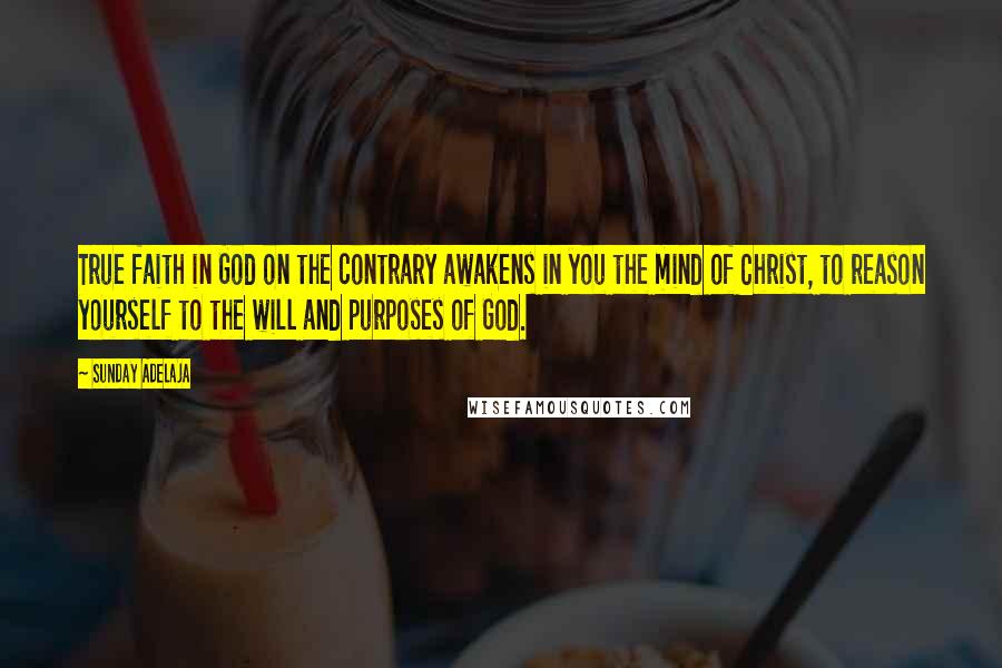 Sunday Adelaja Quotes: True faith in God on the contrary awakens in you the mind of Christ, to reason yourself to the will and purposes of God.
