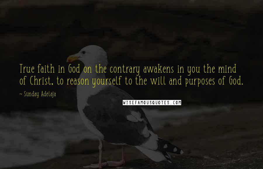 Sunday Adelaja Quotes: True faith in God on the contrary awakens in you the mind of Christ, to reason yourself to the will and purposes of God.