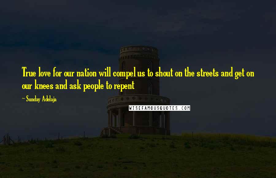 Sunday Adelaja Quotes: True love for our nation will compel us to shout on the streets and get on our knees and ask people to repent