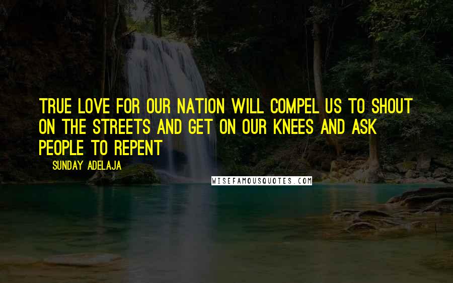 Sunday Adelaja Quotes: True love for our nation will compel us to shout on the streets and get on our knees and ask people to repent