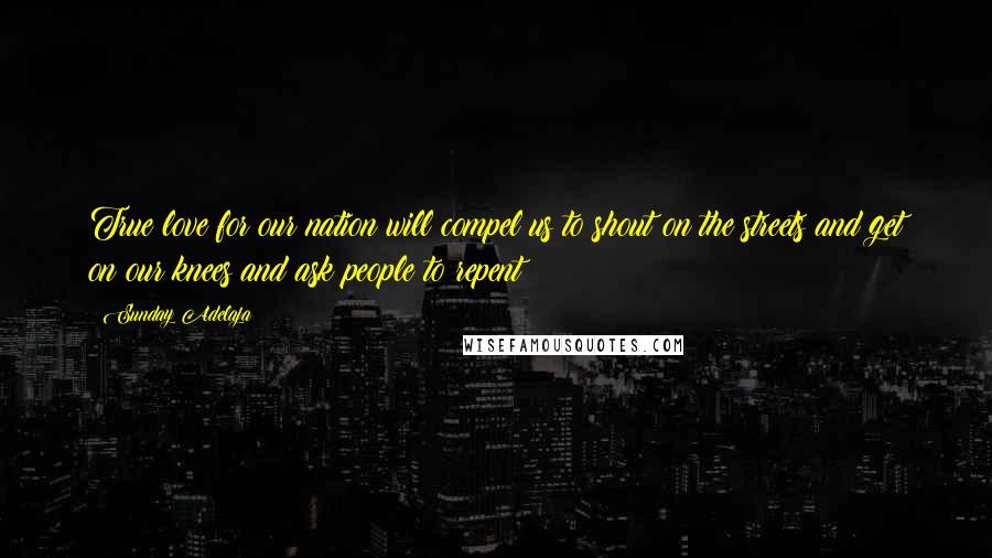 Sunday Adelaja Quotes: True love for our nation will compel us to shout on the streets and get on our knees and ask people to repent