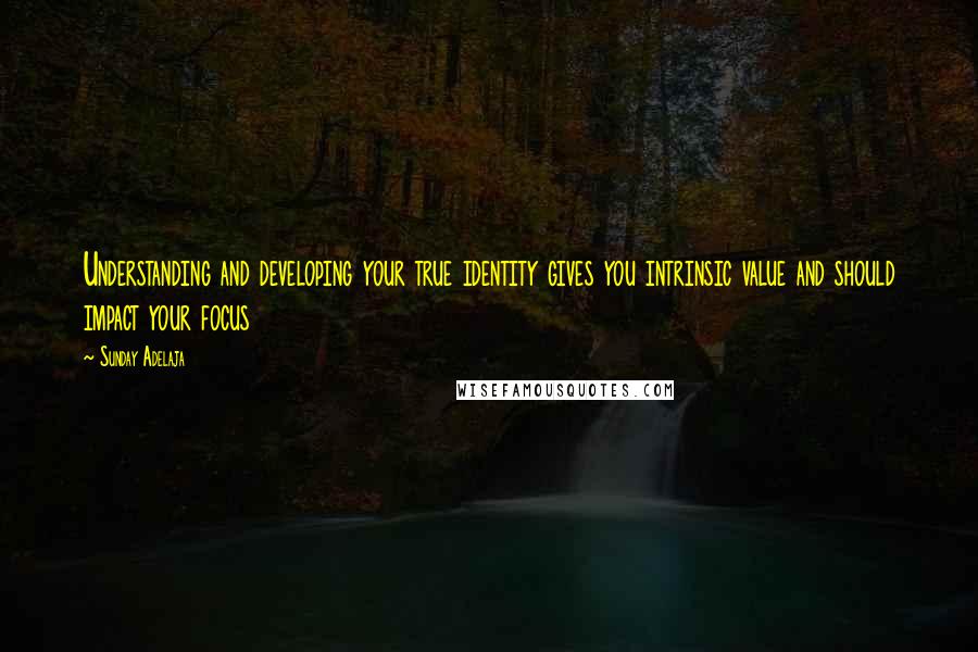 Sunday Adelaja Quotes: Understanding and developing your true identity gives you intrinsic value and should impact your focus