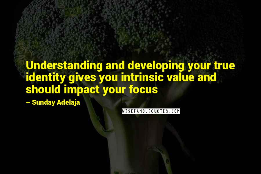 Sunday Adelaja Quotes: Understanding and developing your true identity gives you intrinsic value and should impact your focus