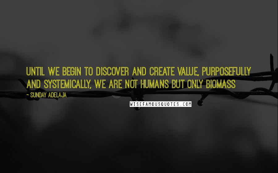 Sunday Adelaja Quotes: Until we begin to discover and create value, purposefully and systemically, we are not humans but only biomass