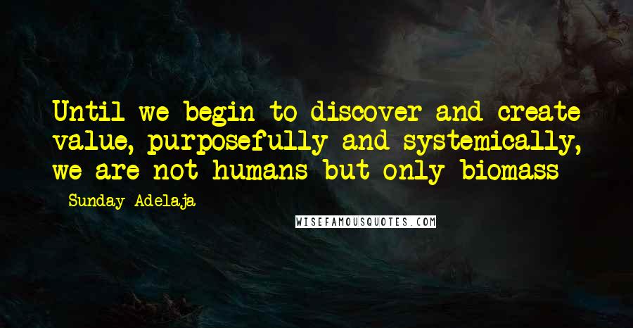 Sunday Adelaja Quotes: Until we begin to discover and create value, purposefully and systemically, we are not humans but only biomass